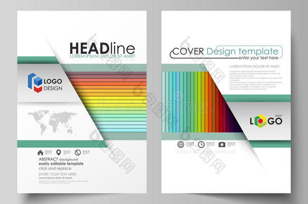 小册子，杂志，传单，年报的商业模板。封面模板，a4尺寸矢量布局。鲜艳的颜色