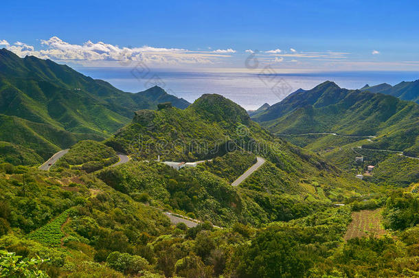 美丽的山脉景观热带岛屿特内里费，金丝雀