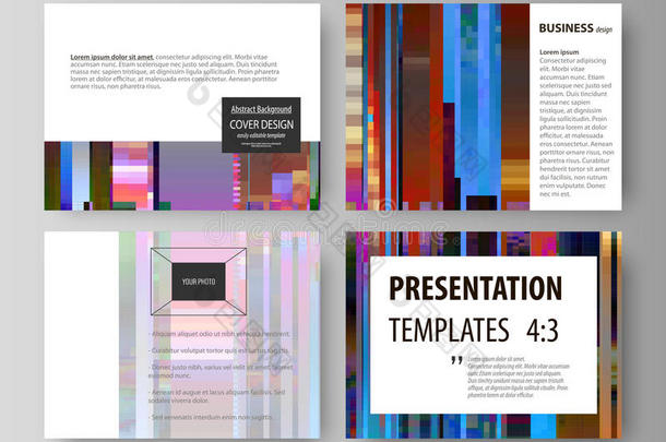 演示幻<strong>灯片</strong>的业务模板。 矢量设计中的抽象布局。 由五颜六色制成的闪光<strong>背景</strong>