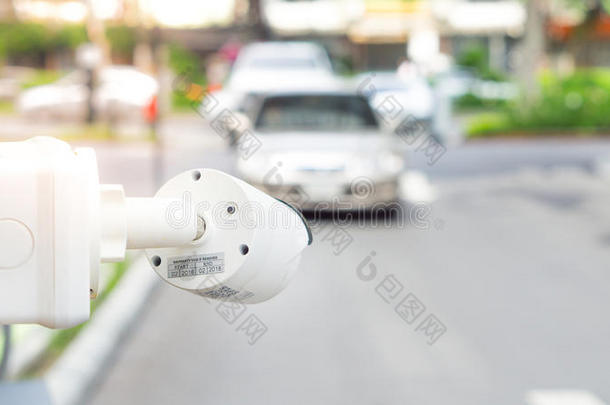 闭路电视摄像机监视汽车停车安全系统区域控制与耀斑灯和复制空间