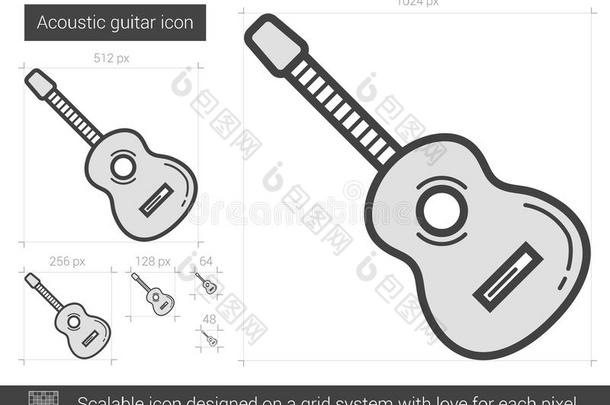 声学吉他线图标。