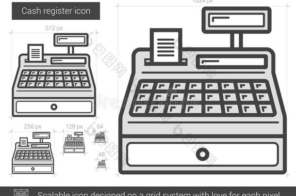 收银机线图标。