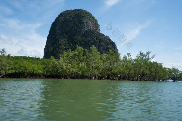 鸟瞰PhangNGA湾海洋国家公园保护和生态意义的湿地<strong>造林</strong>