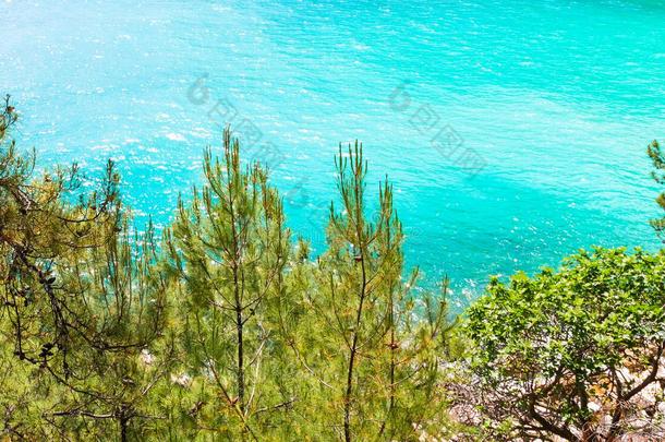 爱琴海背景横幅海湾海滩