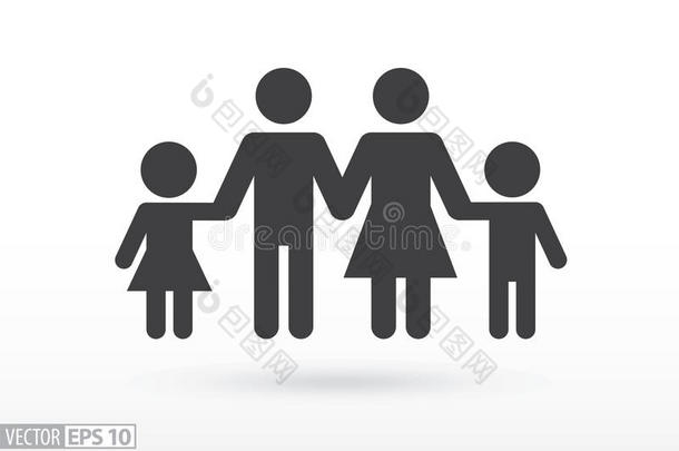 家庭平面图标。 签约家庭