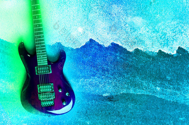 抽象水彩吉他背景