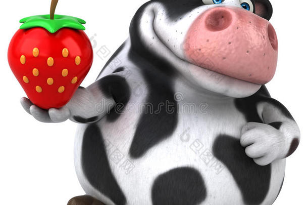 有趣的奶牛-3D插图