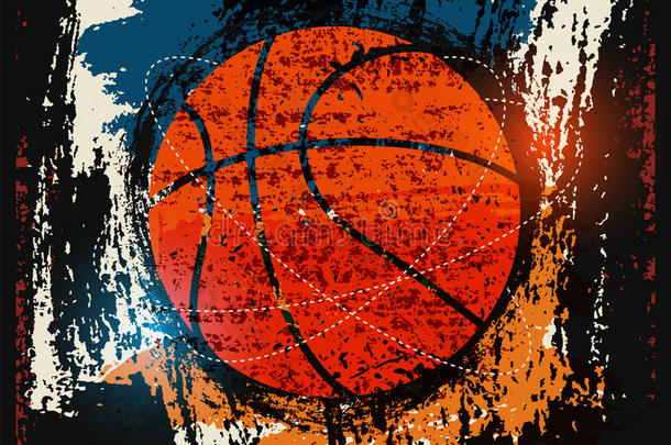 篮球排版，老式乡村风格海报。 复古矢量插图。
