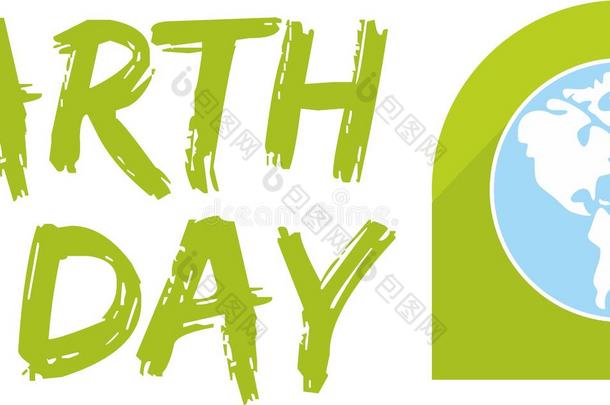 地球日矢量图标与绿色行星