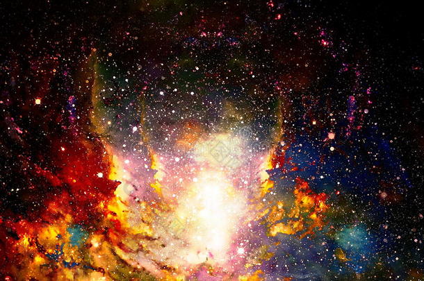 宇宙<strong>空间</strong>和恒星，彩色宇宙抽象背景。 <strong>空间中</strong>的火灾效应。