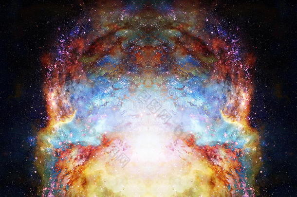 宇宙空间和恒星，彩色宇宙抽象背景。 空间中的火灾效应。