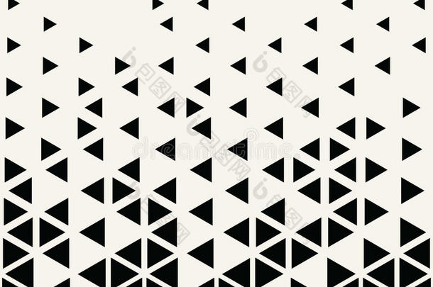 抽象几何黑白装饰艺术印刷半色调三角形图案