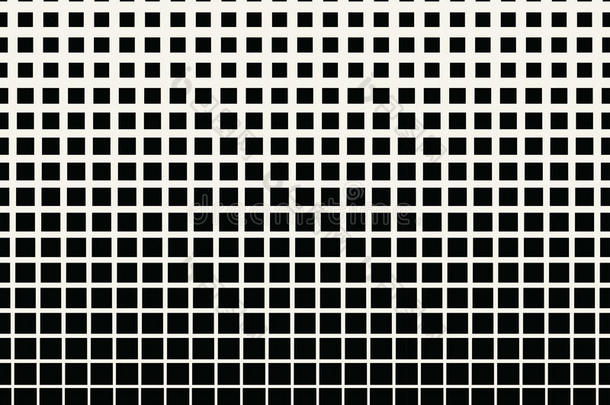 抽象几何黑白梯度方形半色调图案