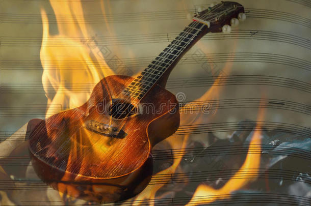 音响吉他着火了