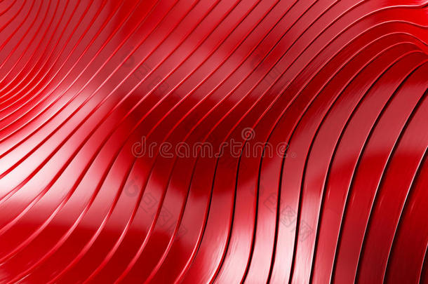 优雅的红色金属背景与弯曲的线条