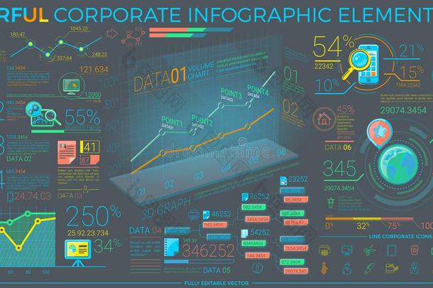 丰富<strong>多彩</strong>的<strong>公司</strong>信息图表元素