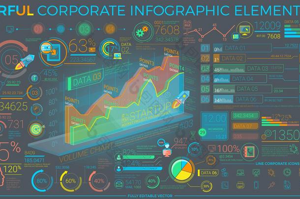 丰富<strong>多彩</strong>的<strong>公司</strong>信息图表元素