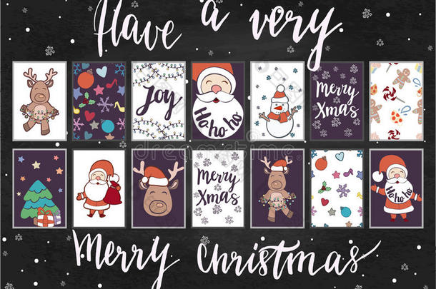 圣诞节和新年礼品标签和卡片。