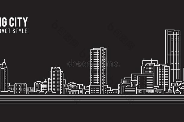 城市景观建筑线艺术矢量插图设计-槟城