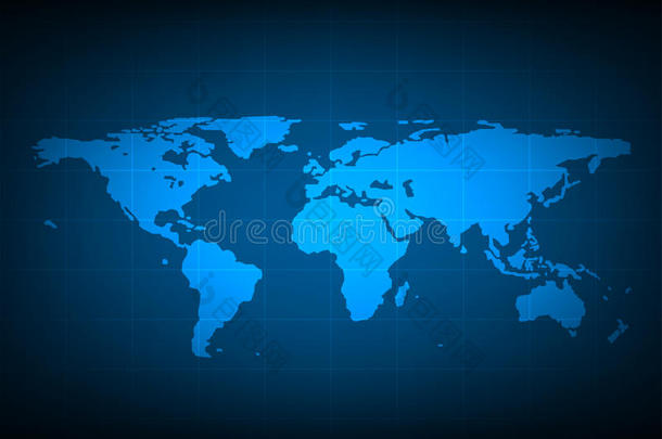 蓝色世界地图数字技术背景，未来结构元素概念