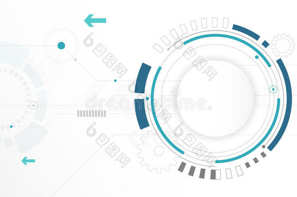 抽象白圈数字技术背景，未来主义结构元素概念背景
