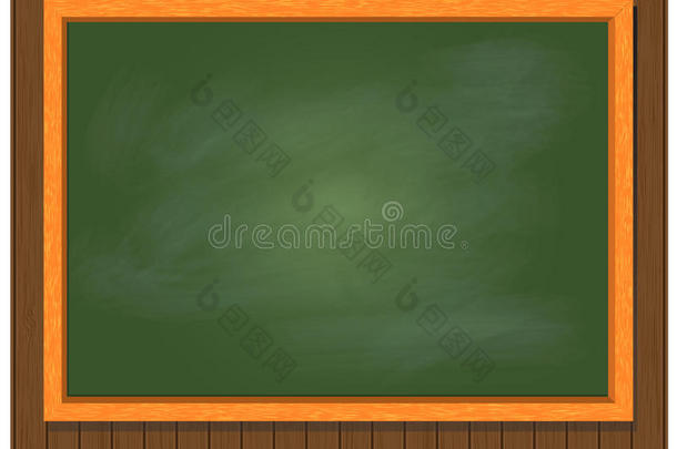 棕色木制背景上的绿板。 矢量插图