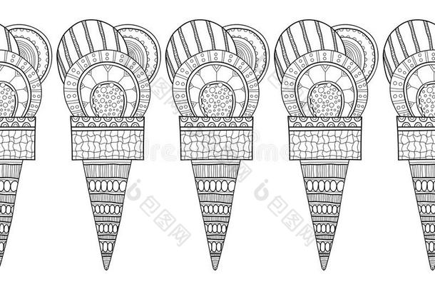 装饰边框与图案冰淇淋装饰，着色，剪贴簿