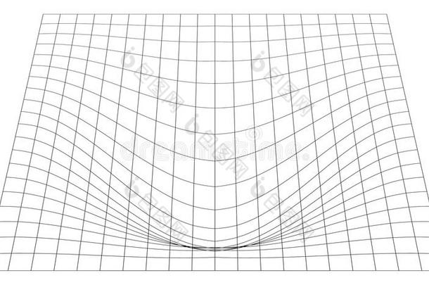 弯曲<strong>网格</strong>在<strong>透视</strong>。 具有凸畸变的三维<strong>网格</strong>