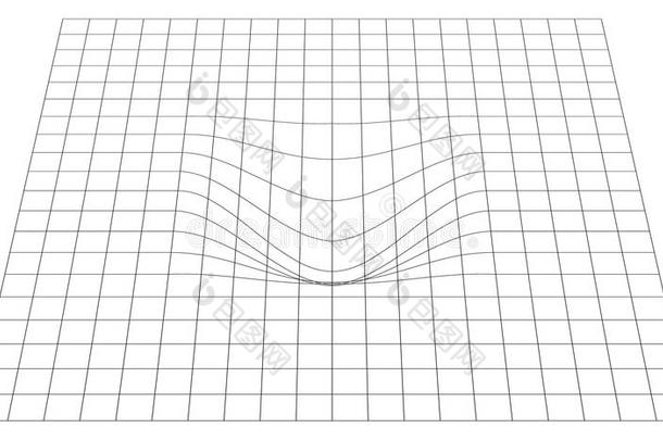 弯曲<strong>网格</strong>在<strong>透视</strong>。 具有凸畸变的三维<strong>网格</strong>