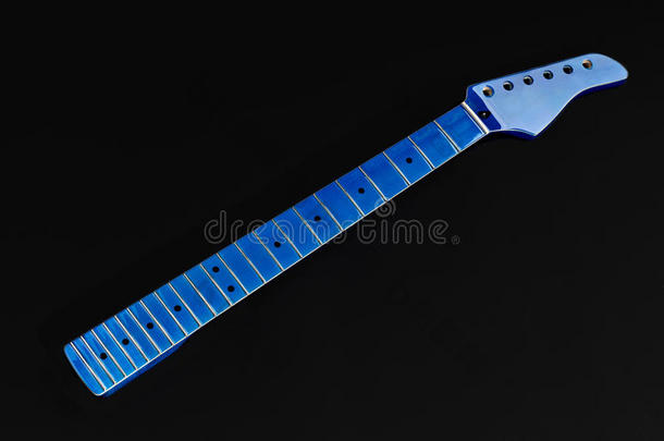 蓝色吉他脖子，枫树和乌木指板脖子与圆形做