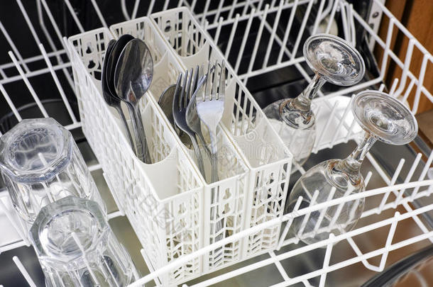 清洁的餐具盘洗碗机洗碗