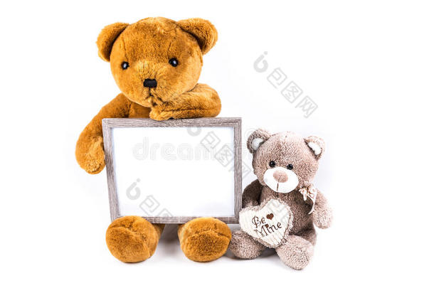 棕色和灰色模糊泰迪熊与灰色框架