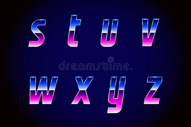 80<strong>年代</strong>复古未来主义科幻字体字母矢量