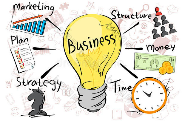 商业概念战略营销策划涂鸦手绘素描背景