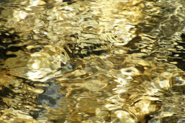 犹他州小棉花溪清澈的<strong>金色水</strong>域。
