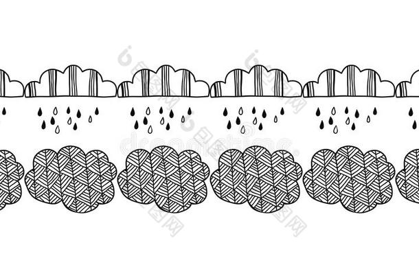 装饰云的<strong>边框</strong>，用于装饰，卡片，剪<strong>贴</strong>簿。 涂鸦插图