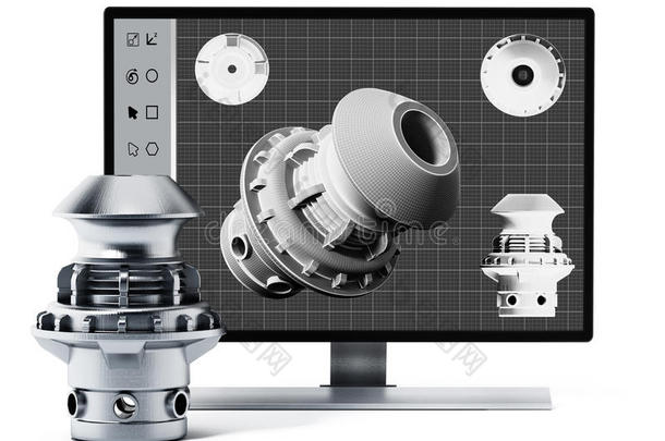 三维产品设计软件和制造产品。 三维插图