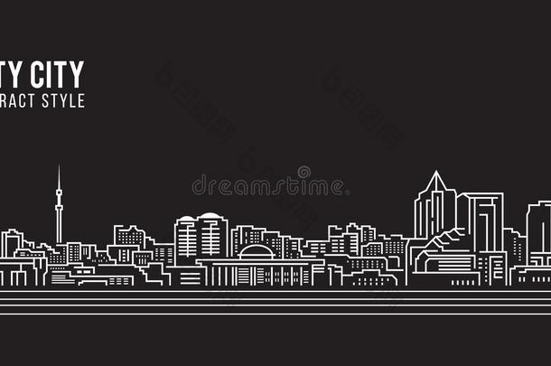 城市<strong>景观建筑</strong>线艺术矢量插图设计-阿拉木图市