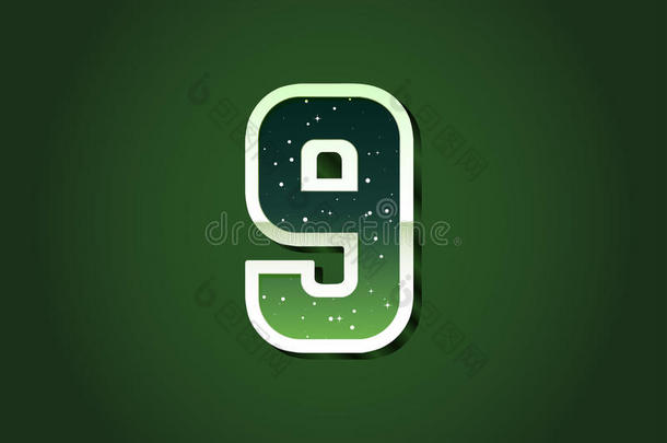 绿色80&x27；的复古科幻字体与明星内字母。 字母表
