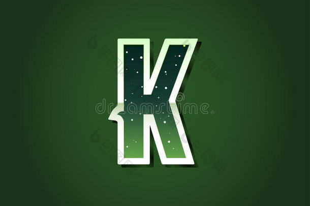 绿色80<strong>年代</strong>的复古科幻字体与明星内部的字母。 字母表
