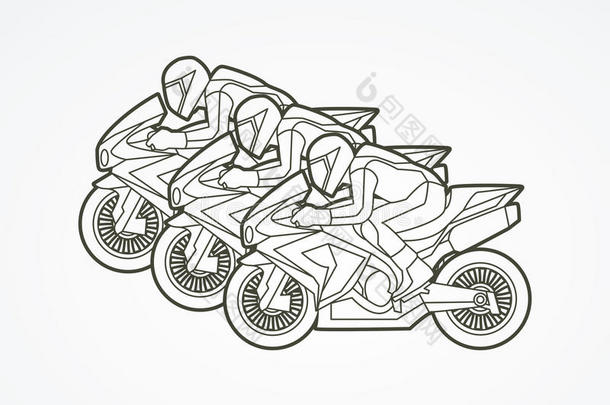 3个摩托车赛车图形