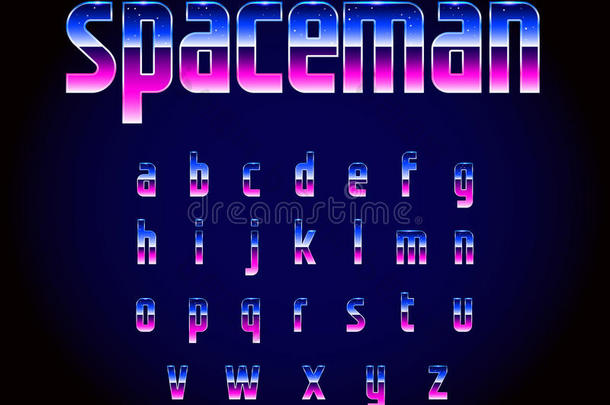 80年代复古未来主义科幻字体字母矢量