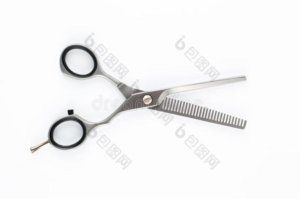 头发剪刀，切割机和修剪机在白色背景上