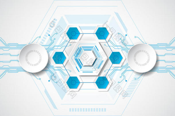具有各种技术要素的抽象技术背景概念。 插图向量