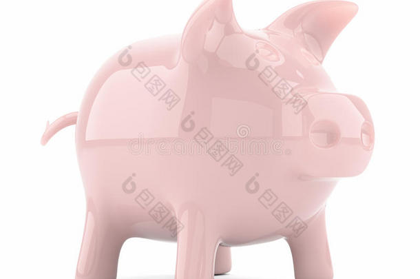 白色背景上隔离的粉红色小猪存钱罐