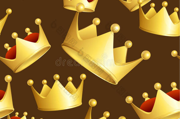 金色皇冠背景图案。 矢量