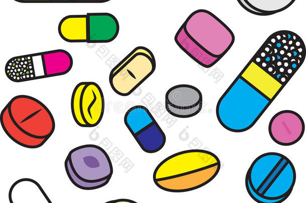 收集明亮的卡通载体药物和药丸