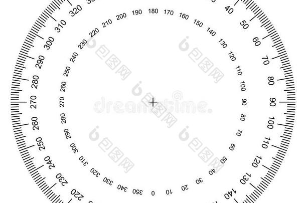 空白量角器-在背景向量上分离的实际尺寸毕业