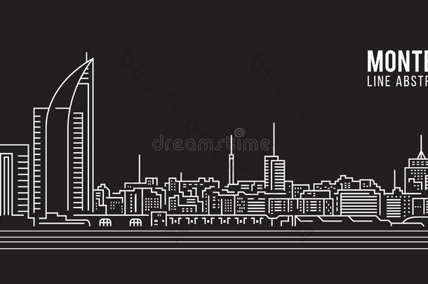 城市<strong>景观建筑</strong>线艺术矢量插图设计-蒙得维的亚城市