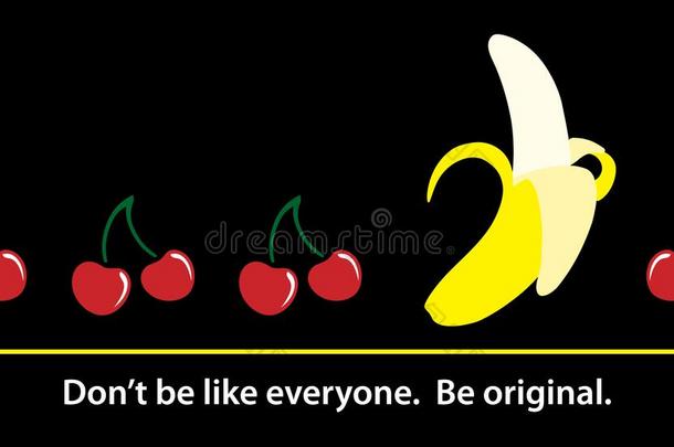 樱桃香蕉。 不`像大家一样。 是<strong>原创</strong>的。 矢量插图